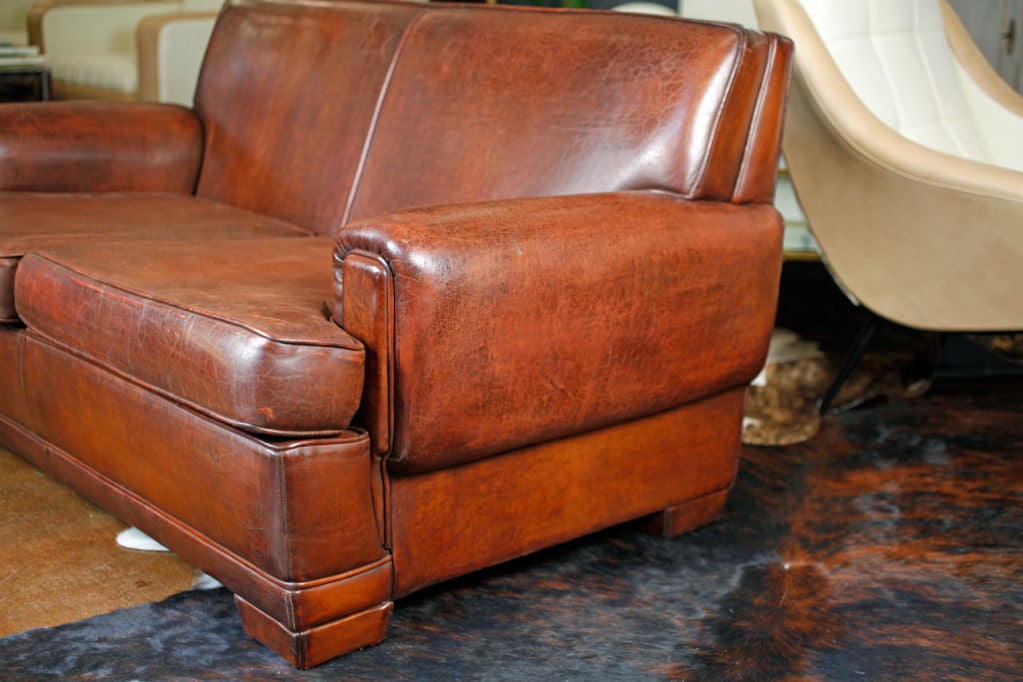 vintage leather french sofa