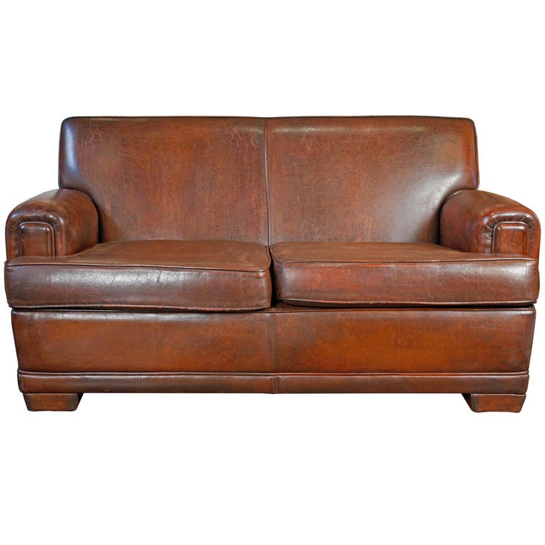 French Vintage Leather Sofa