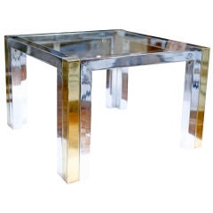 French Modernist Chrome and Brass Side Table