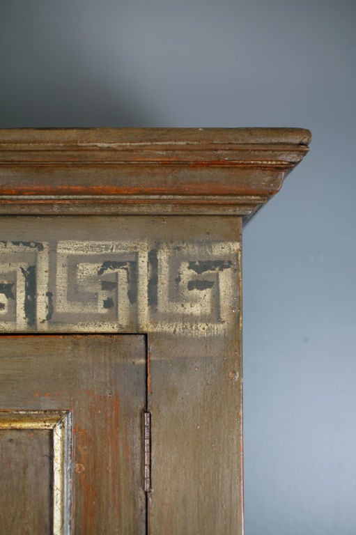 Gold Leaf French Antique Greek Key Decor Armoire