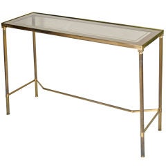 French Vintage Brass and Glass Console Table