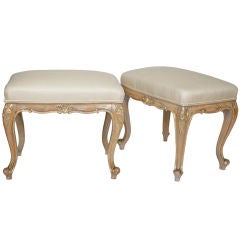 French Antique Pair of Louis XV Style Painted Benches