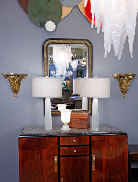 Pair of French Antique White Gold-Leaf Rosewood Brackets