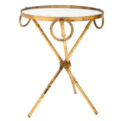 Vintage Gold-Leafed Bamboo Iron Tripod Table Bagues Style
