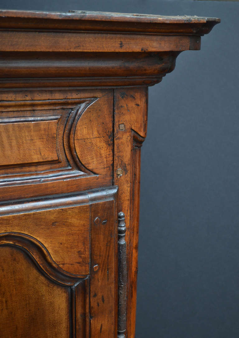 Early 18th Century French Hand-Carved Walnut Armoire from Lyon 1