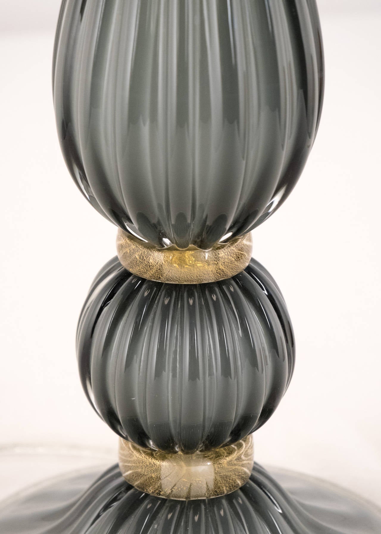 Contemporary Pair of Gray Murano Glass Lamps