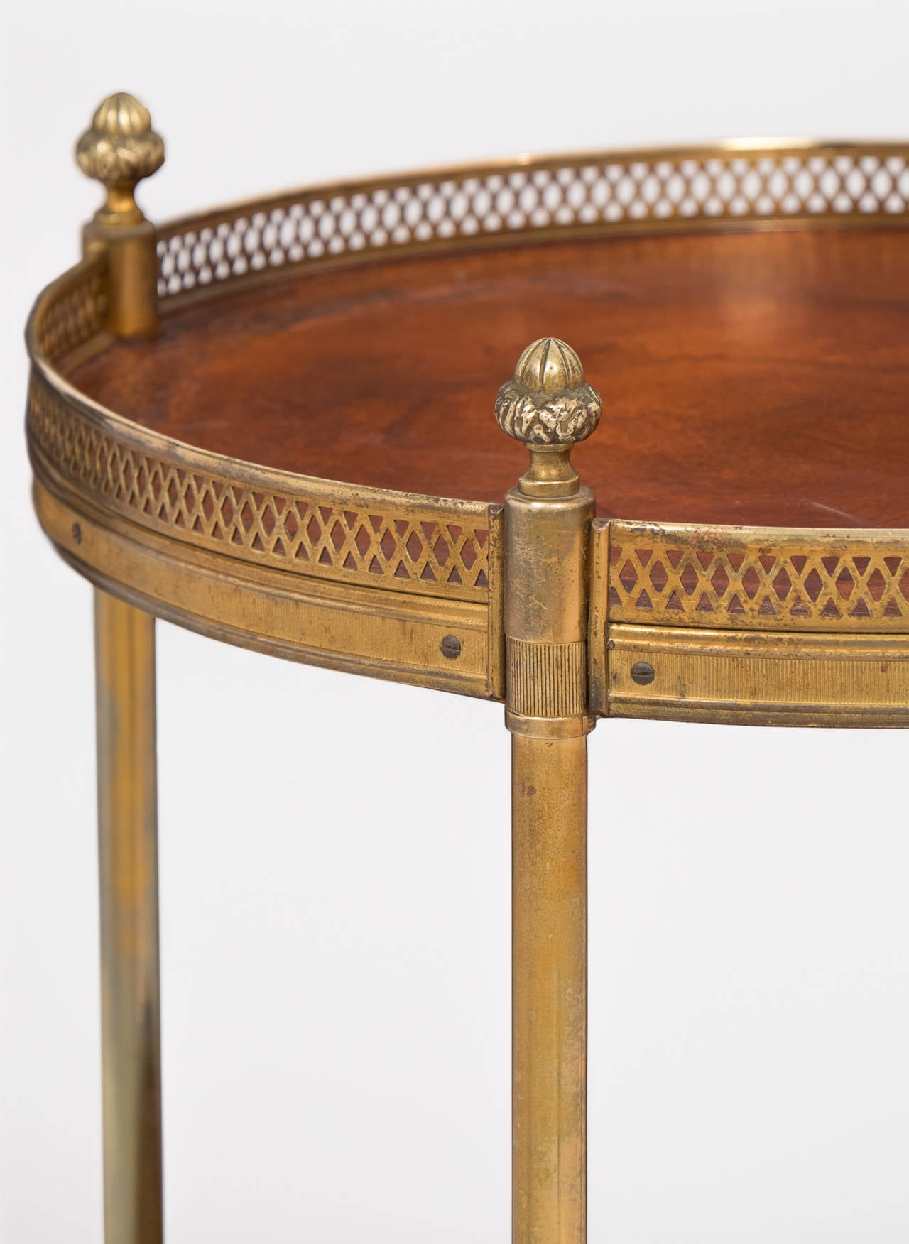 Late 19th Century Antique Brass and Leather Side Table