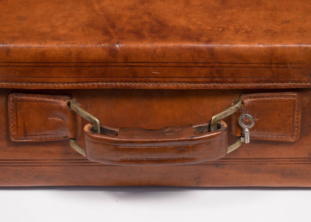 French Vintage Leather Briefcase or Suitcase 1