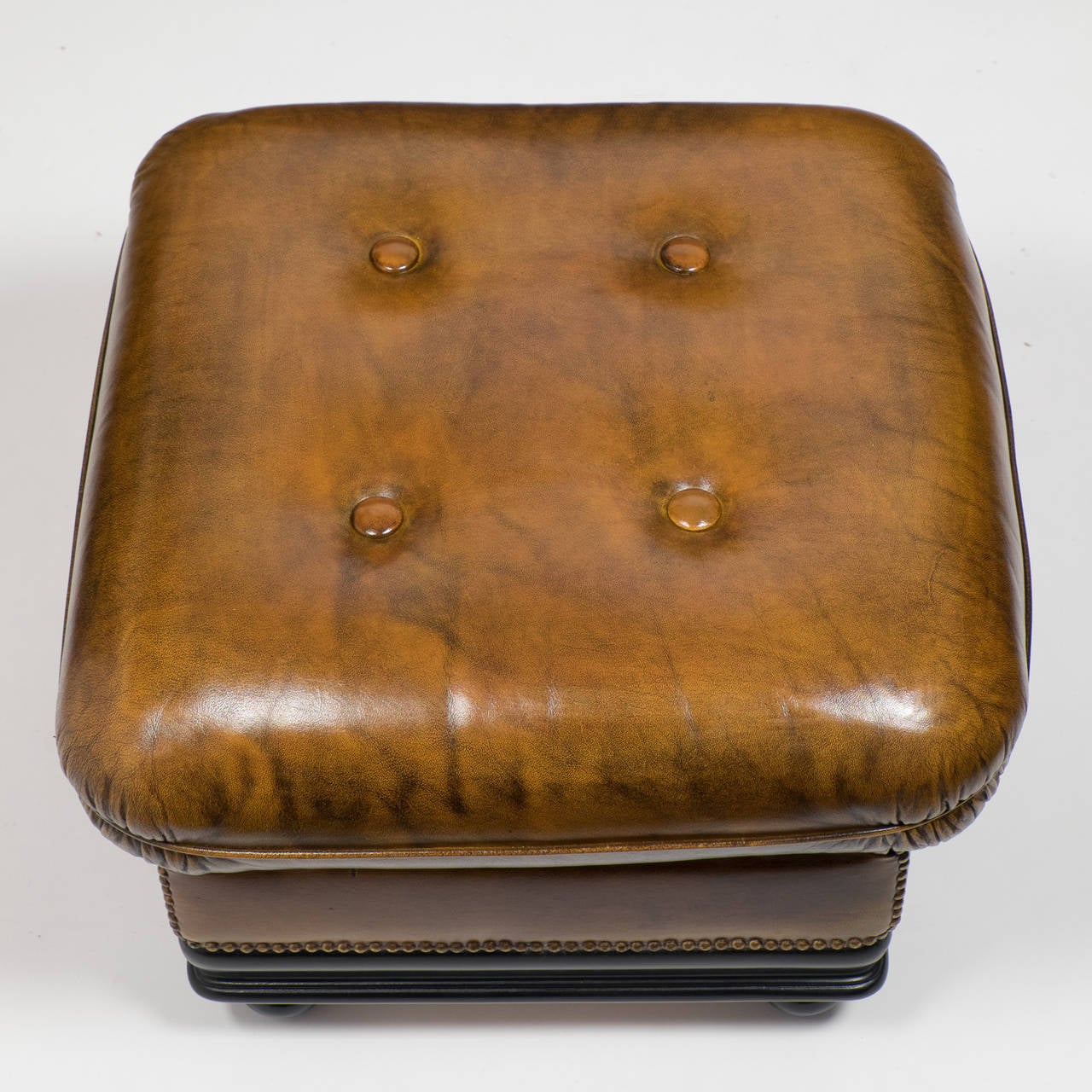 Vintage Pair of Leather Ottomans 1