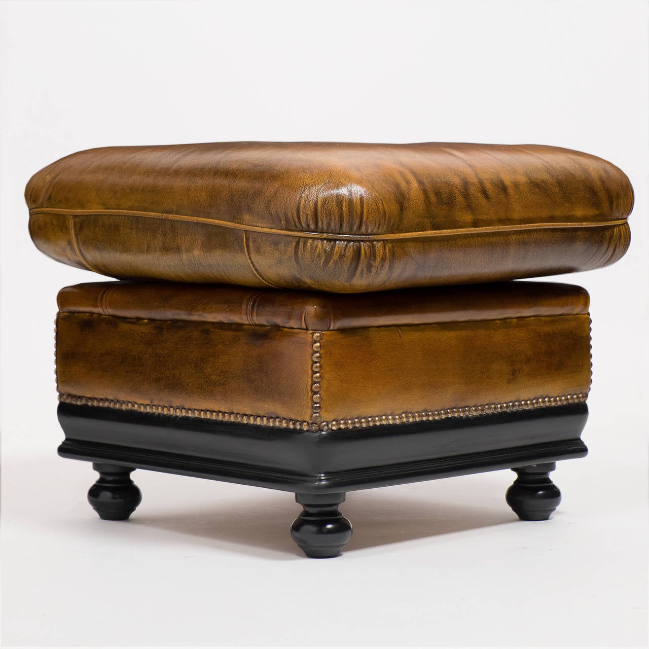 Vintage Pair of Leather Ottomans 3