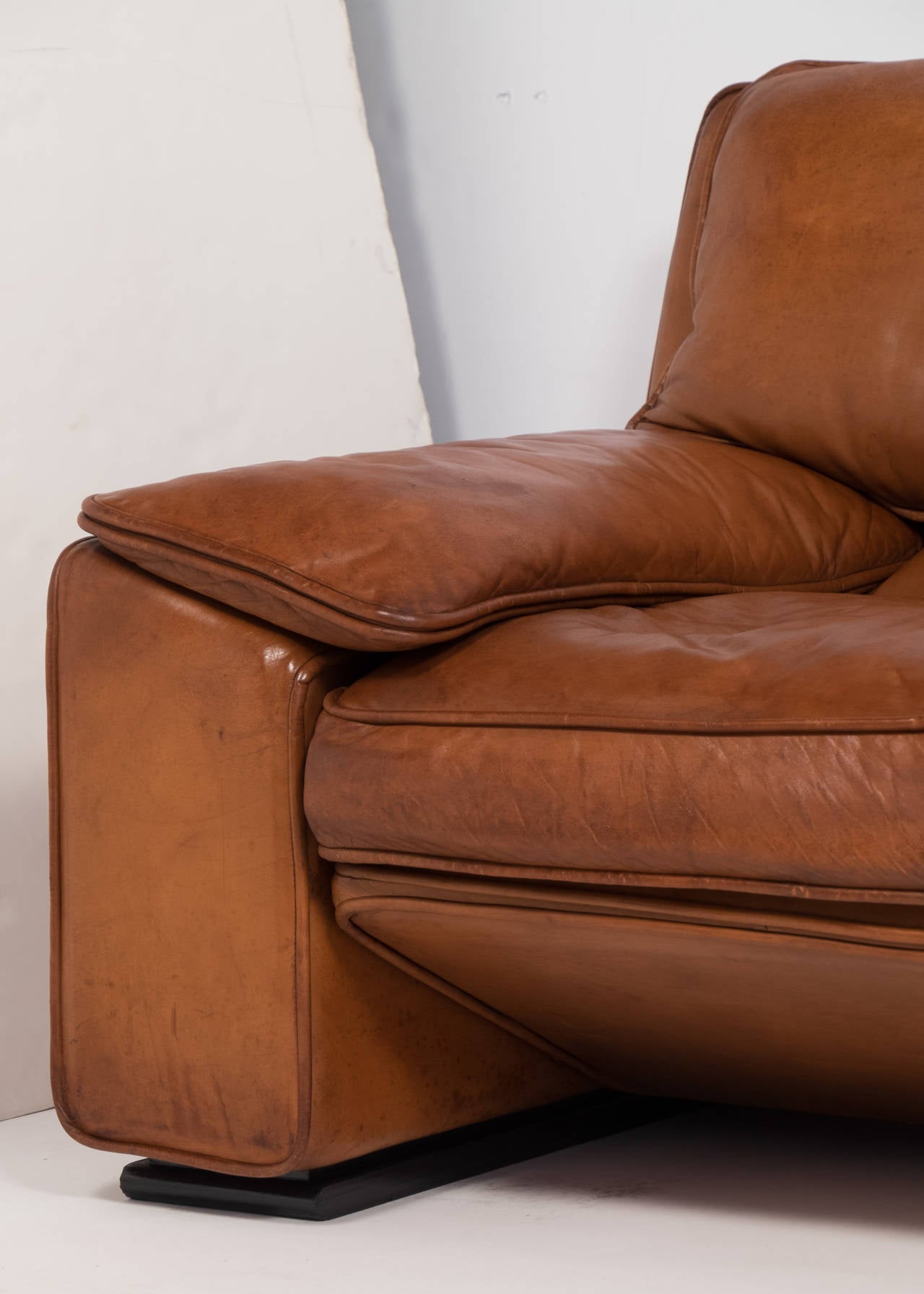 Superb Italian Vintage Leather Sofa by Ferrucio Brunati 1