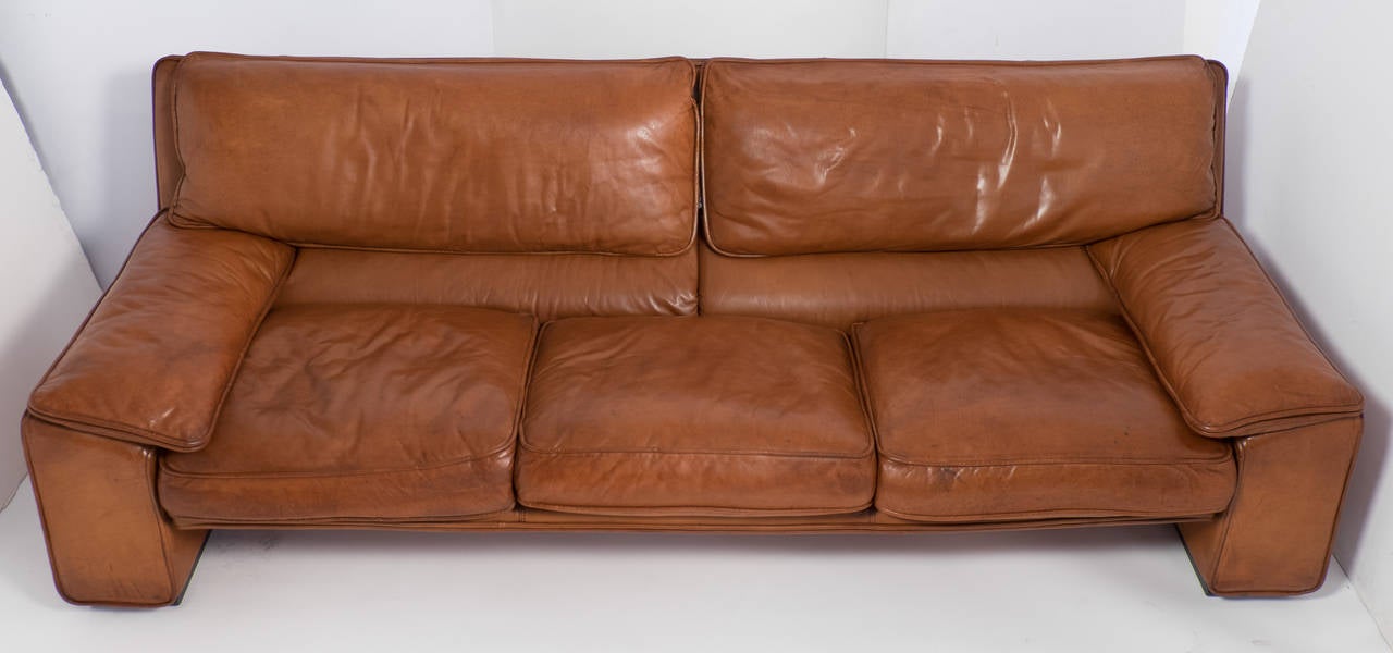 Superb Italian Vintage Leather Sofa By Ferrucio Brunati At 1stdibs Mid Century Modern Superb Italian Vintage Leather Sofa By Ferrucio Brunati For