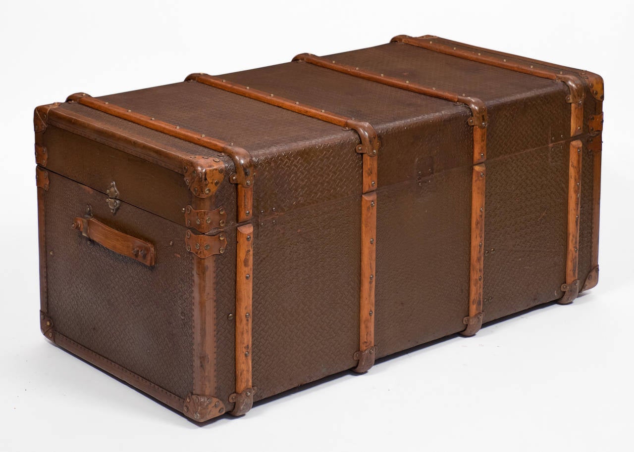 French Vintage Travel Trunk in the Style of Vuitton 3