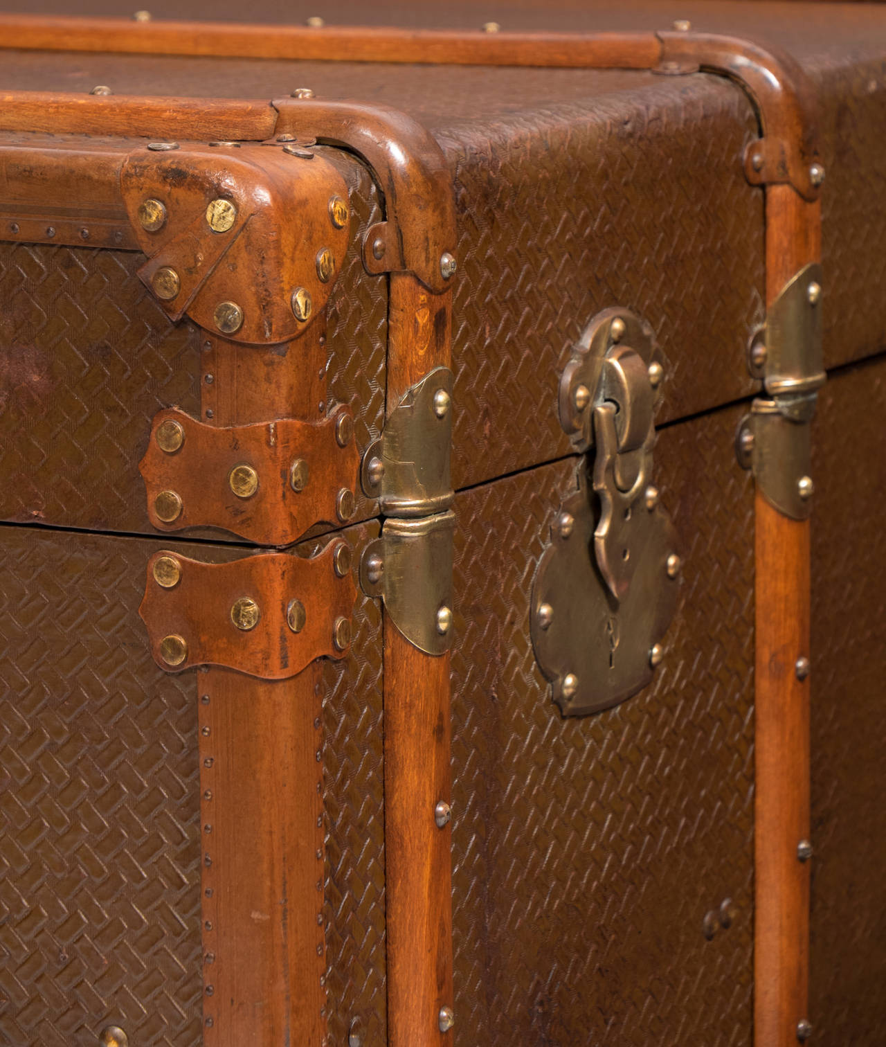 French Vintage Travel Trunk in the Style of Vuitton 1