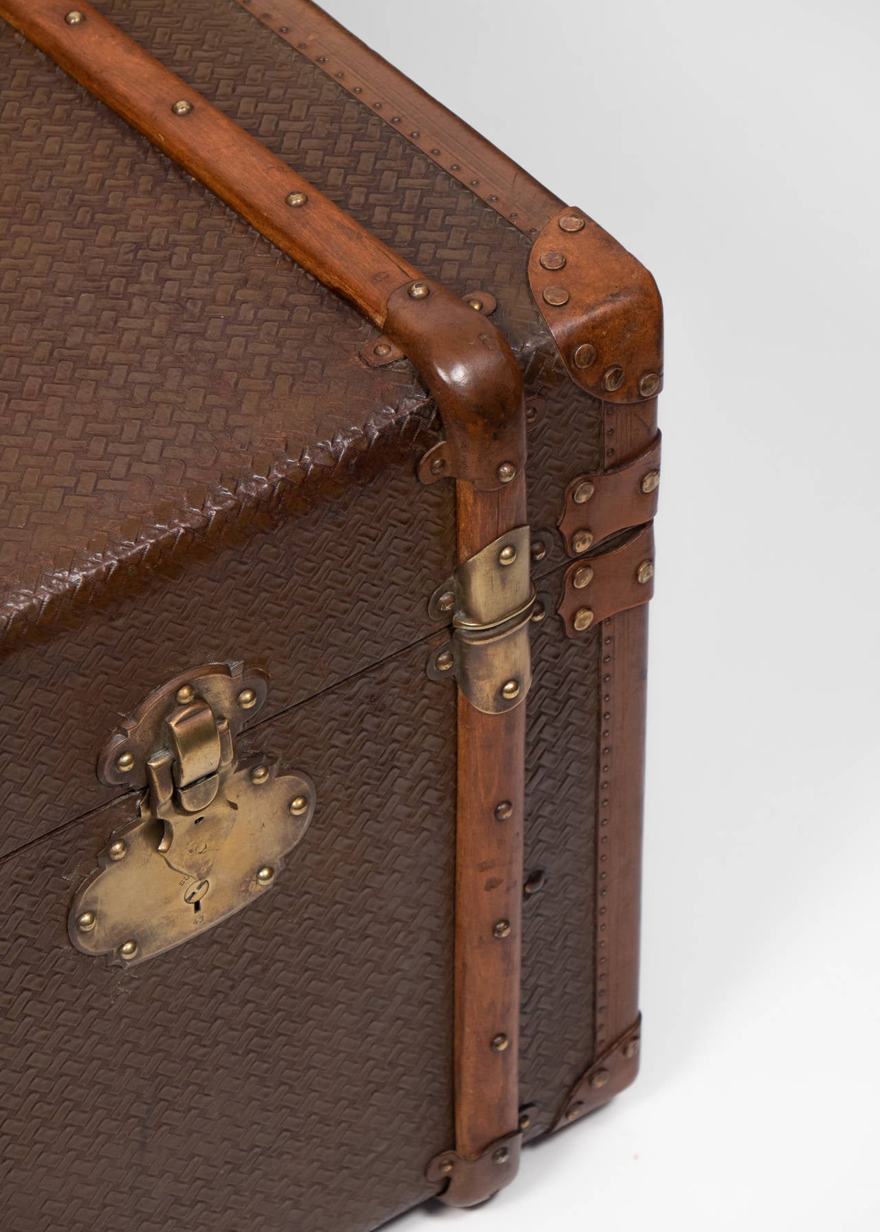 French Vintage Travel Trunk in the Style of Vuitton 2