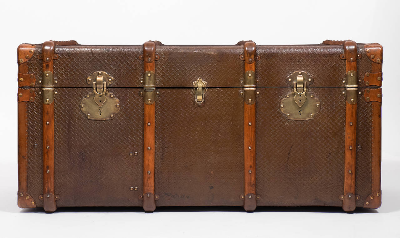 Art Deco French Vintage Travel Trunk in the Style of Vuitton
