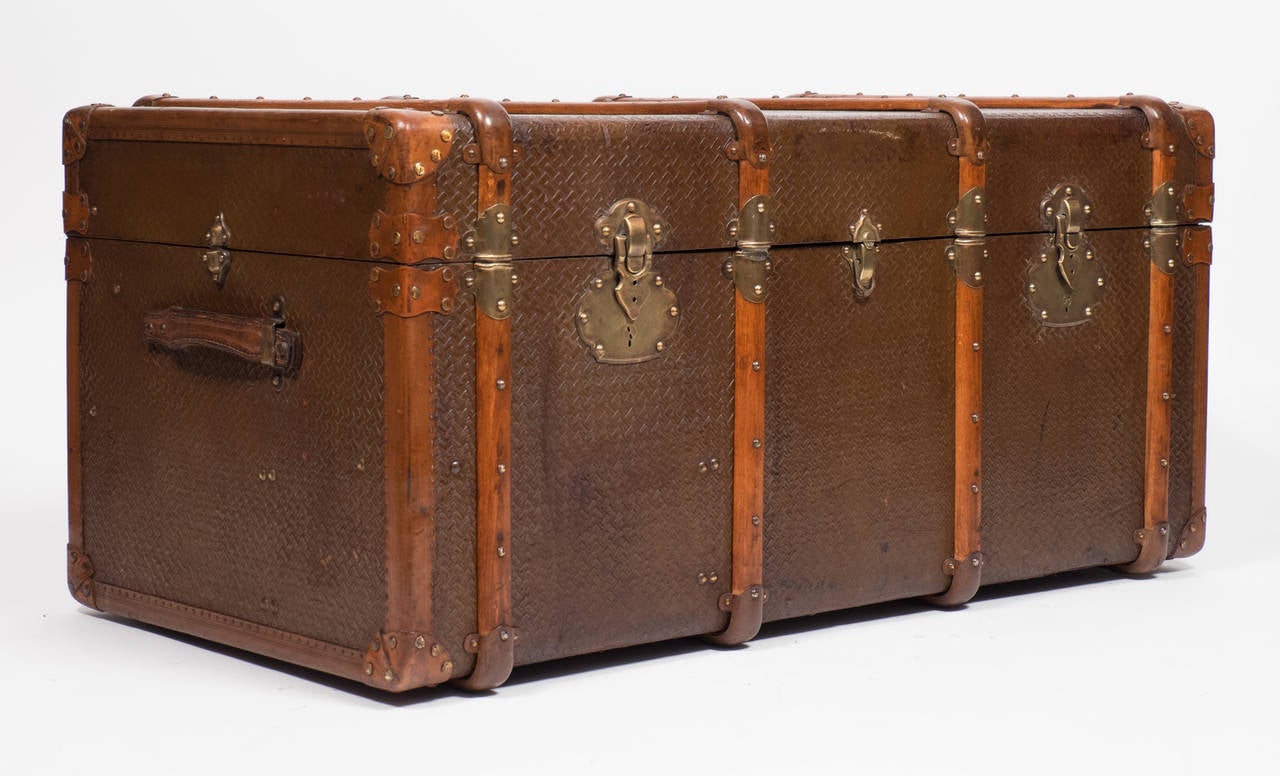 French Vintage Travel Trunk in the Style of Vuitton at 1stdibs