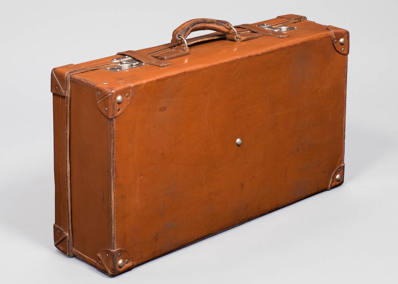 French Vintage Leather Suitcase at 1stdibs