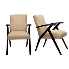 Elegant Pair of French Modernist Armchairs