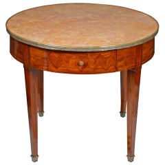 French Louis XVI Rosewood Marquetry and Marble Coffee Table