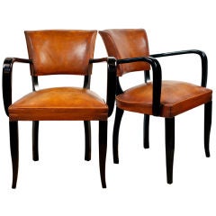 Pair of French Art Deco Period Lambskin Bridge Chairs