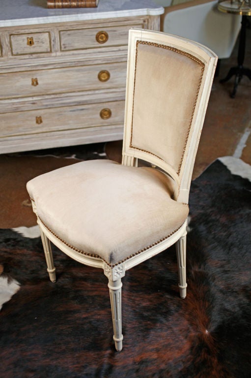 French Set of 6 Louis XVI Painted Chairs