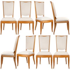 French Set of 8 Elm Dining Chairs