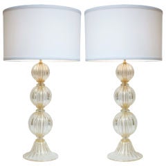 Pair of "Avventurina" Murano Glass Lamps