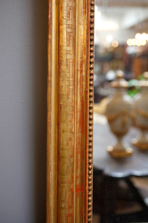 Mercury Glass Louis Philippe Gold-Leaf Mirror with Greek Design