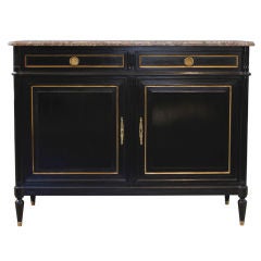 Louis XVI Ebonized Mahogany and Marble Top Buffet