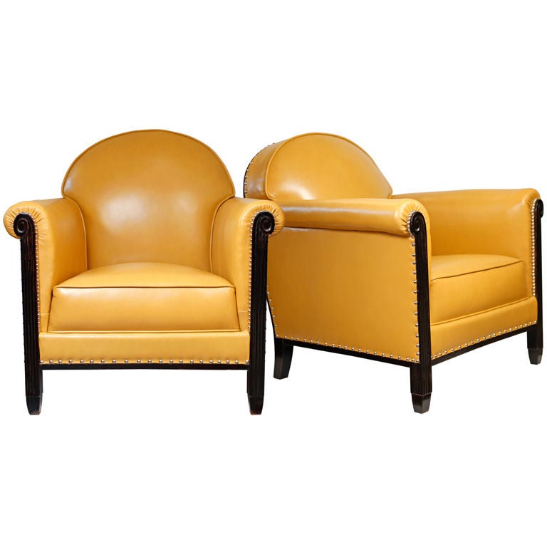 Pair of French Art Deco Club Chairs