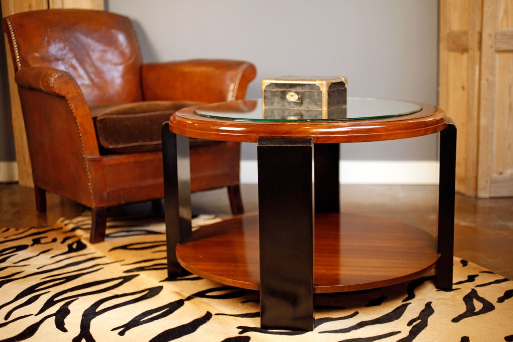 Art Deco Walnut and Mirror Coffee Table
