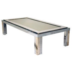 Chrome Brass and Glass Coffee Table