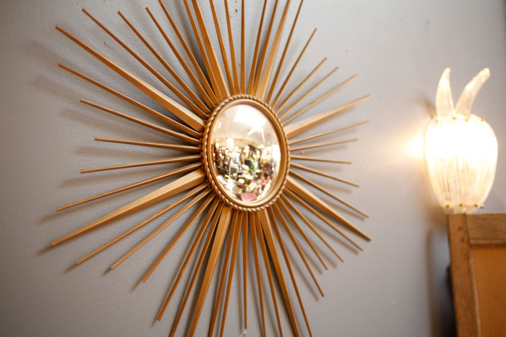 French Gilded Metal Sunburst Mirror