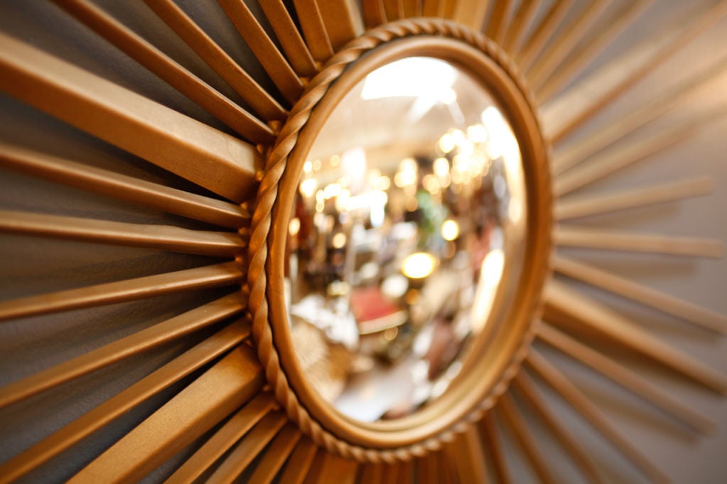 Mid-20th Century Gilded Metal Sunburst Mirror