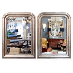 Pair of Louis Philippe Silver-Leaf Mirrors