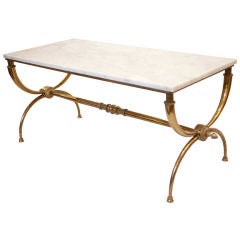 French Neoclassical Brass and Marble Coffee Table