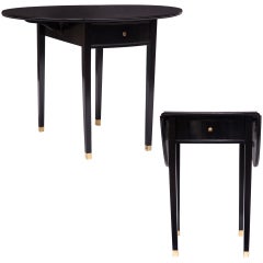 Pair of Ebonized Drop-Leaf Side Tables