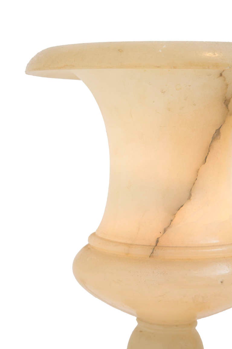 Art Deco Pair of Italian Alabaster Medici Urn Table Lamps 4