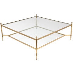 Grand Maison Bagues Art Deco Laiton doré & Table basse en verre