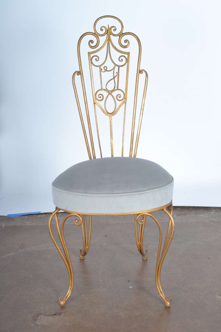 Art Deco Vintage Gilt Iron Side Chair