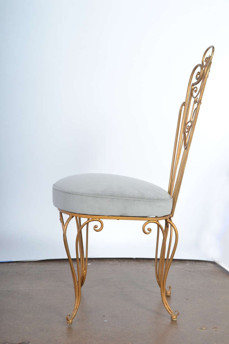 French Vintage Gilt Iron Side Chair