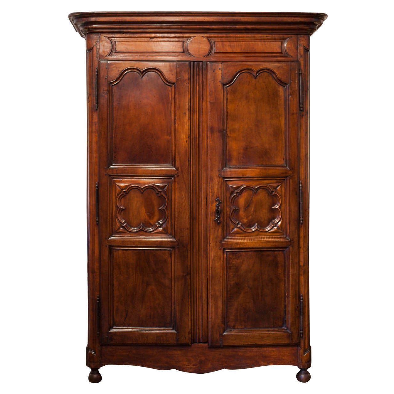 Early 18th Century French Hand-Carved Walnut Armoire from Lyon