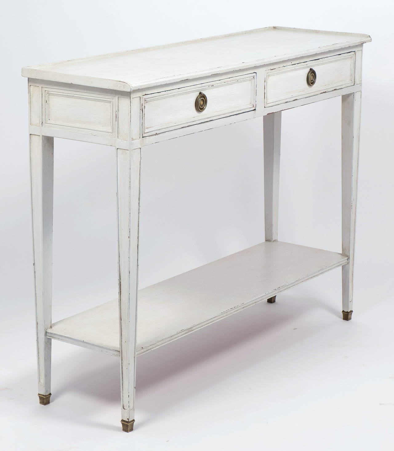 Patinated French Vintage Directoire Style Painted Console Table