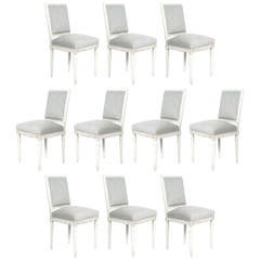 Set of Ten Louis XVI Style Dining Chairs