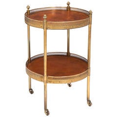 Antique Brass and Leather Side Table