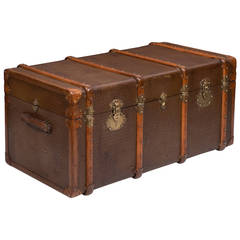 French Antique Travel Trunk in the Style of Vuitton