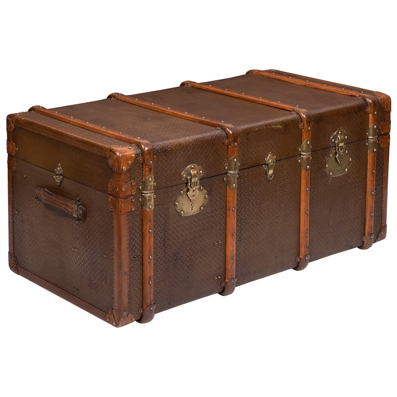French Vintage Travel Trunk in the Style of Vuitton