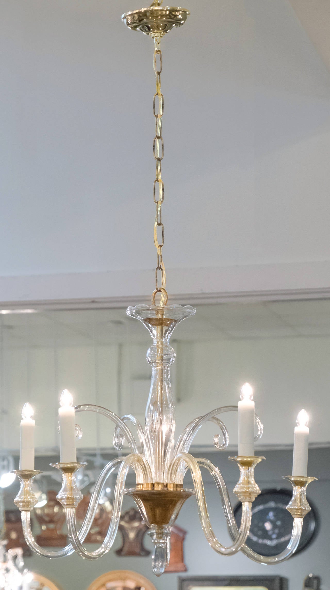 Murano Amber Glass Chandelier at 1stdibs