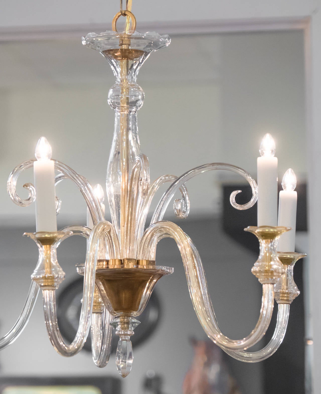 Murano Amber Glass Chandelier at 1stdibs